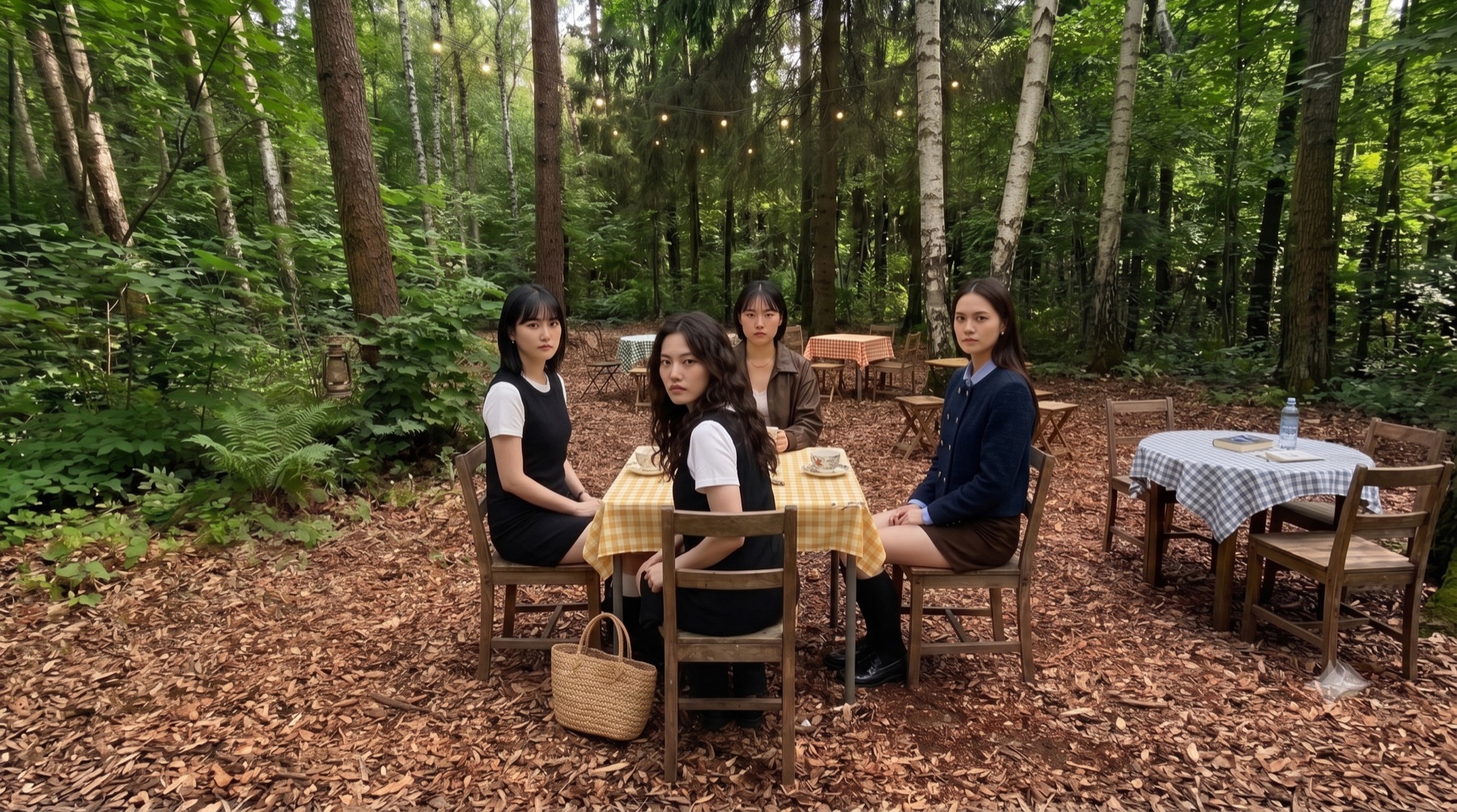 Seat Taken — 四人轉頭看向觀眾 / the group turning to look at the viewer