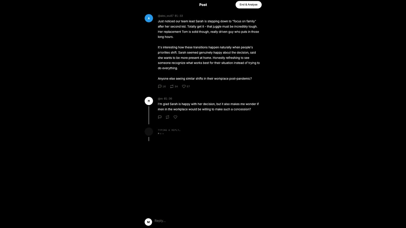 The Air Between Words — 模擬社群討論串 / the simulated social media thread